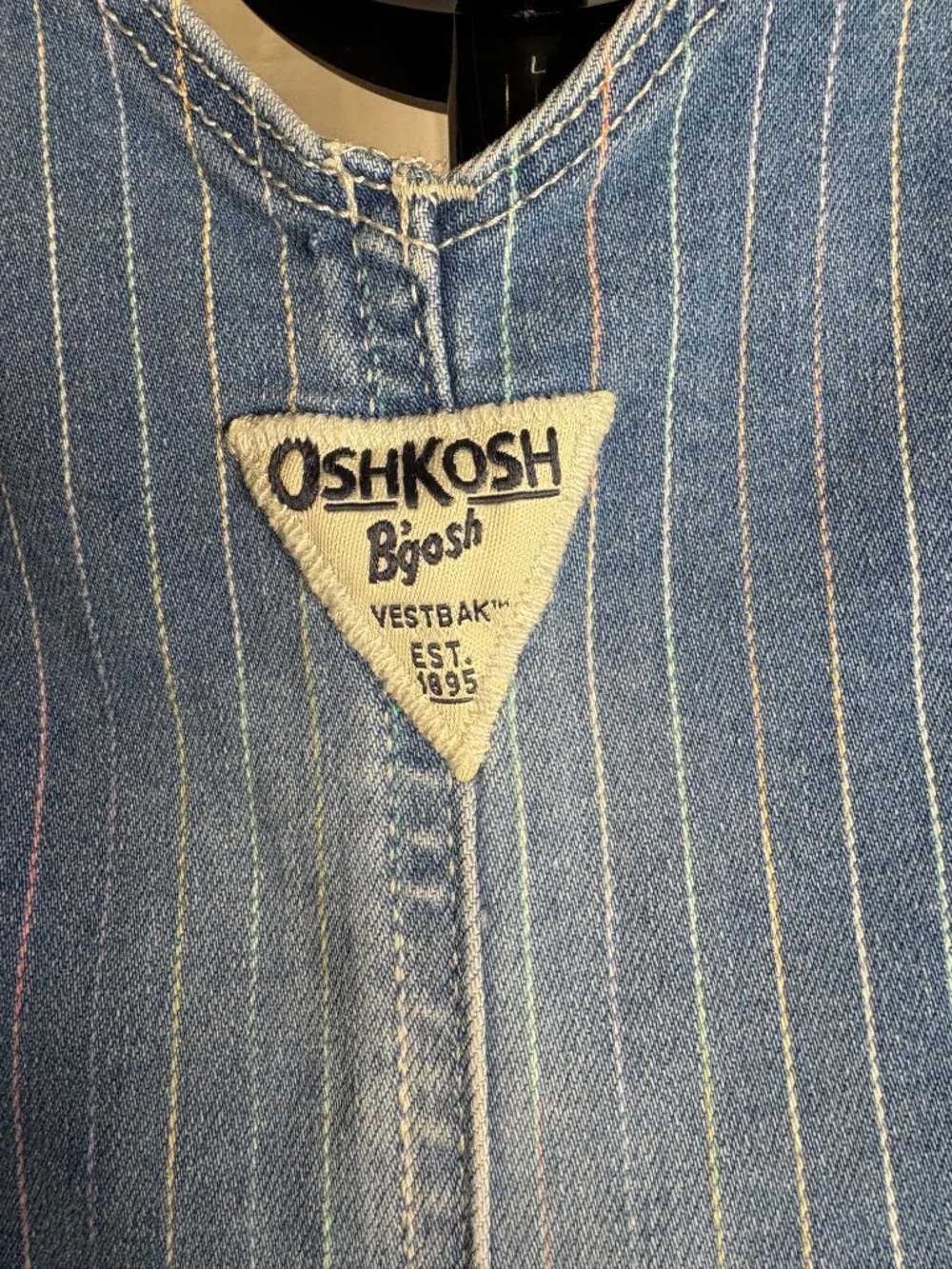 OSHKOSH B’GOSH Baby Girl’s Light Wash Striped Vestbak Overalls Size 3M Y2K